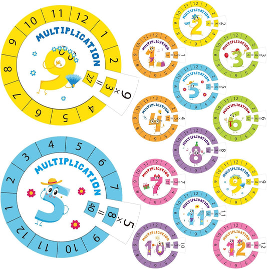Cinrobiye Math Multiplication Game Multiplication Spinning Game 12Set Learning & Education Activities Cards for Classroom Must Haves Homeschool Supplies Multiplication Machine Rewards Prizes