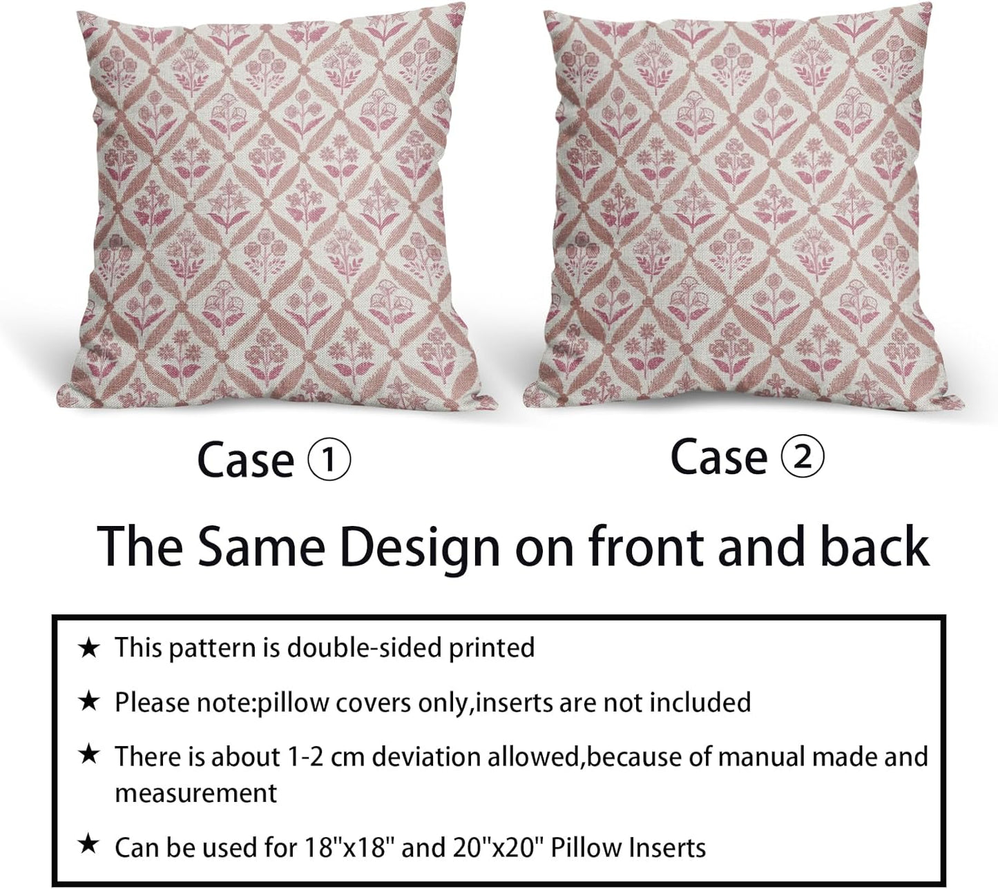 Blue Green Floral Block Print Pillow Covers 12X20 Set of 2, Flower Pattern Spring Summer Print Decorative Throw Pillow Covers Outdoor Farmhouse Seasonal Cushion Case Couch Sofa Bed Decor