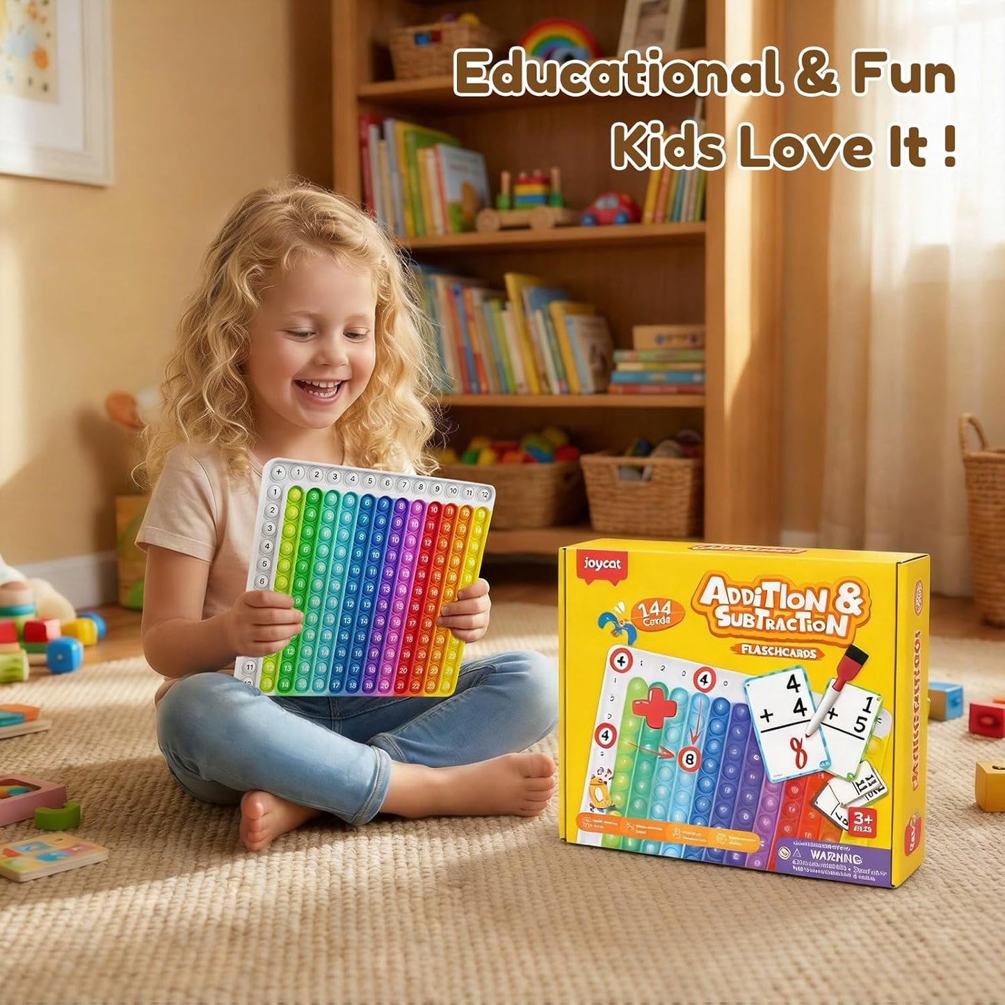 JoyCat Multiplication Flash Cards + Chart- 156 Hole Punched Math Game Flashcards for Kids Ages 8 and Up, Times Table Manipulatives for Preschoolers 3rd,4th,5th,6th Grade