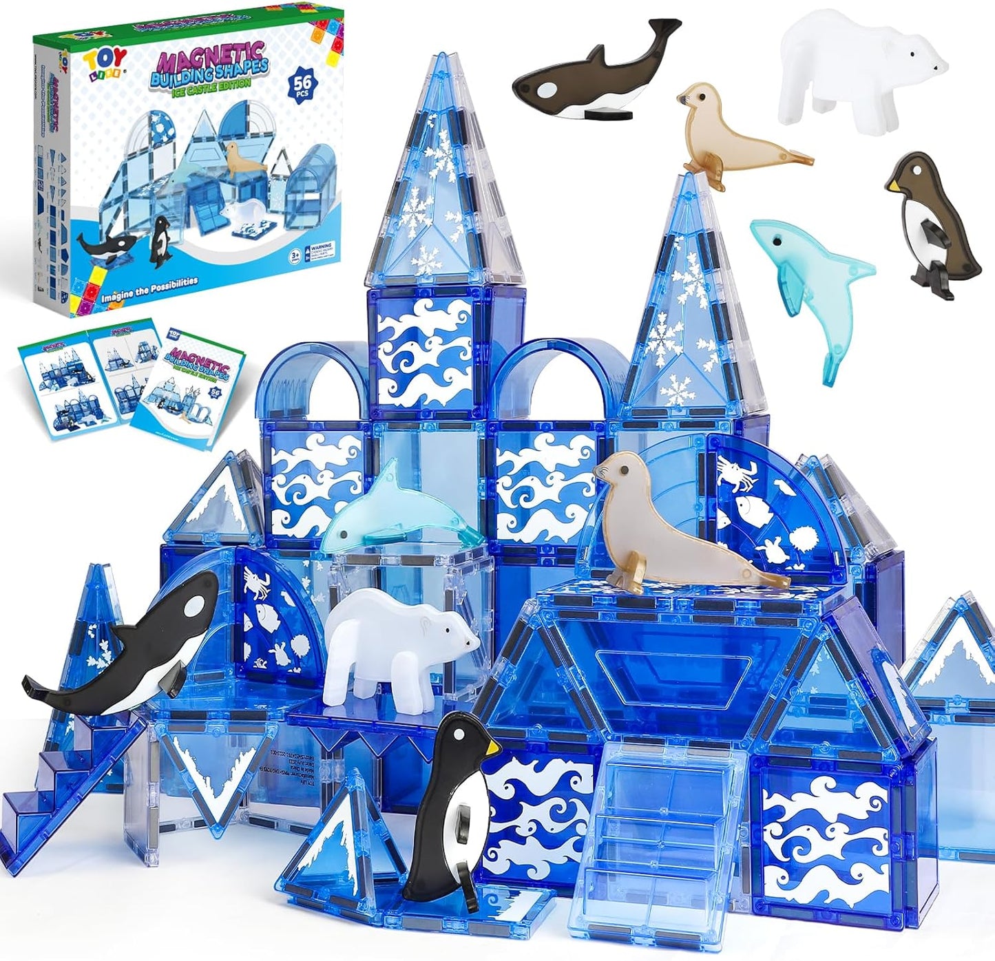 TOY Life 38 Pcs Magnetic Tiles Animals for Toddlers 3-5 Magnet Blocks for Kids Ages 4-8 STEM Magnet Tile Toys Building Tiles Set Christmas Birthday Gift for Boys and Girls