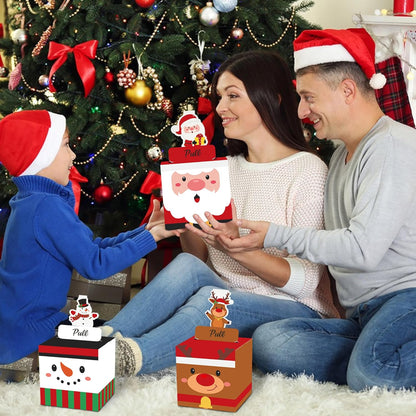 4 Pack Christmas Money Box for Cash Gift Pull Christmas Surprise Money Holder Boxes with Pull Out Cards Santa Claus DIY Cash Gift Box with 120 Transparent Bags for Adult Kids Holiday DIY Set