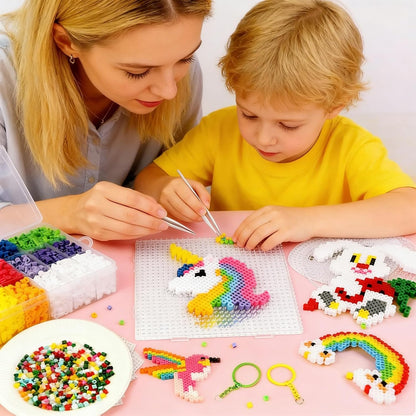 Perler Beads Kit 14400 pcs 24 Colors 2.6mm Mini Fuse Beads Bulk with Fuse Beads Pegboards, Black & White Included, Easter Homeschool Arts and Crafts Supplies for Kids 7+ & Adults