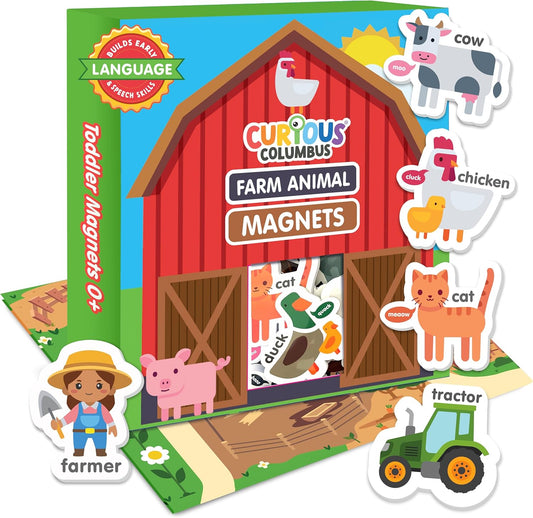 Curious Columbus Vehicles Fridge Magnets for Toddlers 1-3 Year Olds| Large Foam Refrigerator Magnets for Kids Baby and 3-5 Years Old | Magnetic ABC Learning | Educational Toys Babies to Preschool