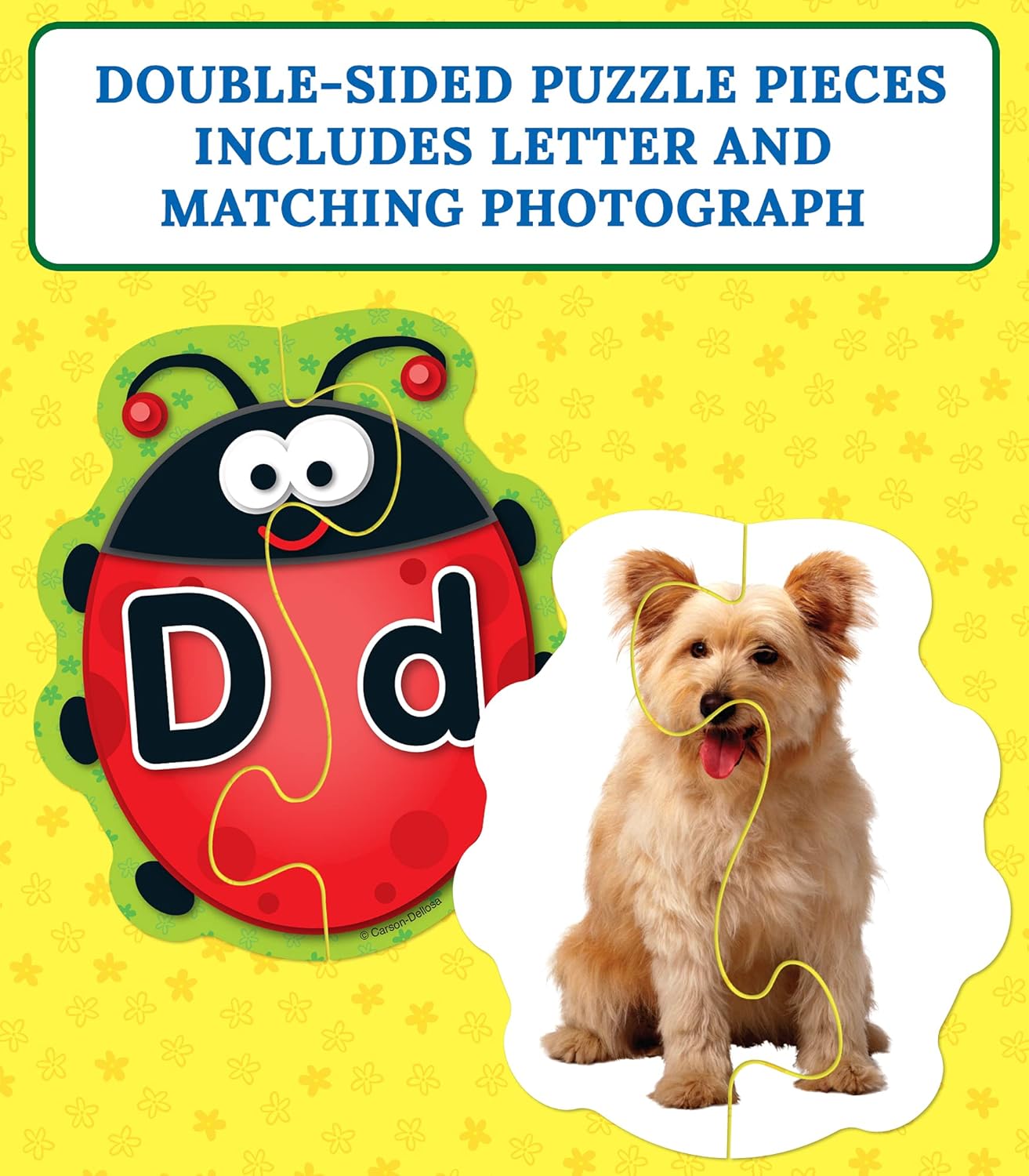 Carson Dellosa Education Lady Bug Letters Game, 26 2-Sided Ladybugs and Leaves Alphabet Puzzle, abc Kindergarten and Preschool Learning Activities for Toddlers Ages 4+