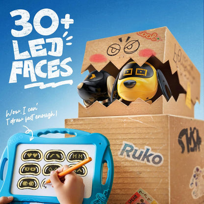 Ruko 18011 Smart Robot Dog, Interactive Puppy with 30 LED Expressions, Programmable Play, 2.4 GHz Remote & Gesture Control, Toy for Kids Age 3+