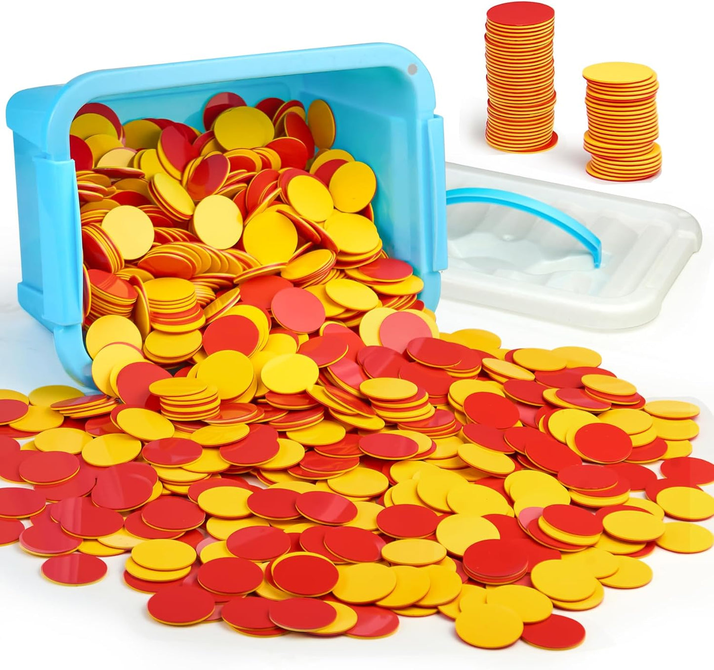 TOMMYHOME Plastic Two-Color Counter,Red/Yellow Two Side 1000 PCS,Counting Manipulatvies, Math Counters for Kids, Counting Chips