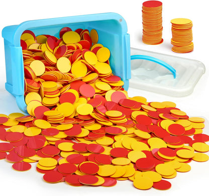 TOMMYHOME Plastic Two-Color Counter,Red/Yellow Two Side 1000 PCS,Counting Manipulatvies, Math Counters for Kids, Counting Chips