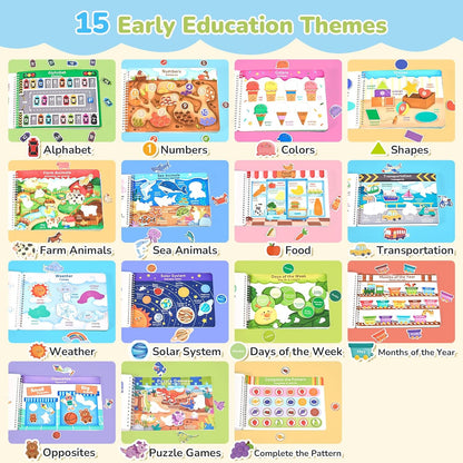 JoyCat Preschool Busy Book for Toddlers 3-5, Dual-Language Learning Activities, Educational Sensory Toys, Autism Learning Materials for Boys & Girls (Daily Life)