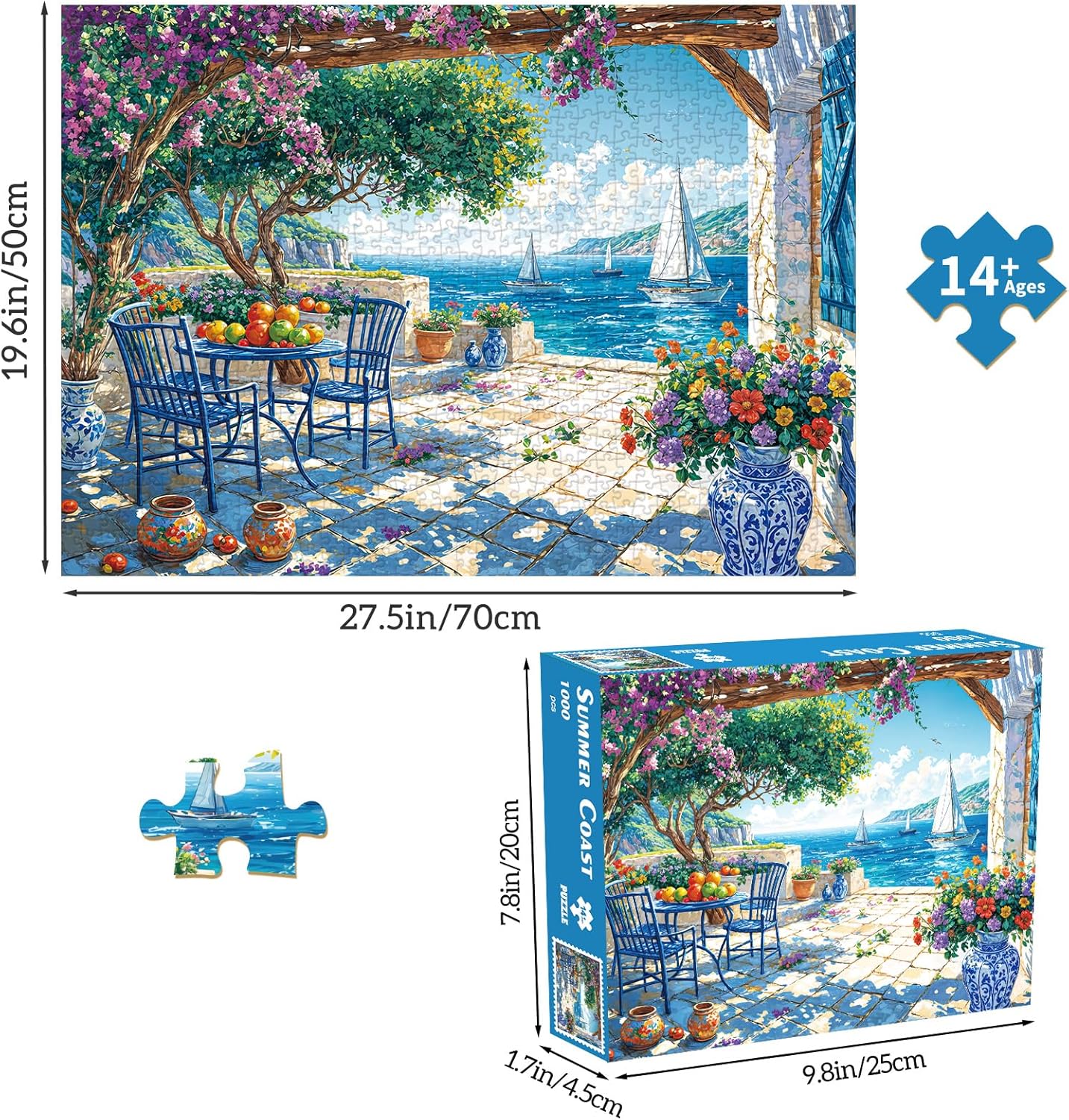 Puzzles for Adults 1000 Pieces,Seaview Campground Jigsaw Puzzle with 1:1 HD Poster, Perfect Interlocking No Dust, Stress Relief Ideal Gift for Family Games