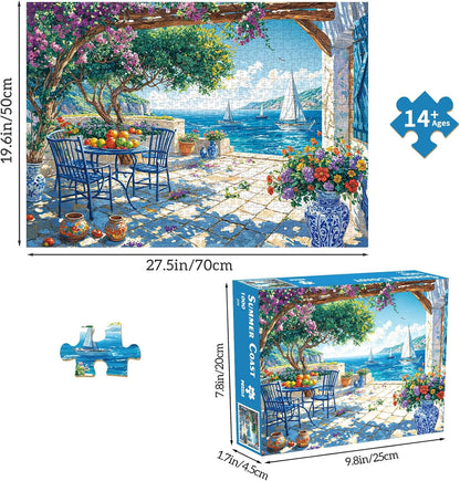 Puzzles for Adults 1000 Pieces,Seaview Campground Jigsaw Puzzle with 1:1 HD Poster, Perfect Interlocking No Dust, Stress Relief Ideal Gift for Family Games
