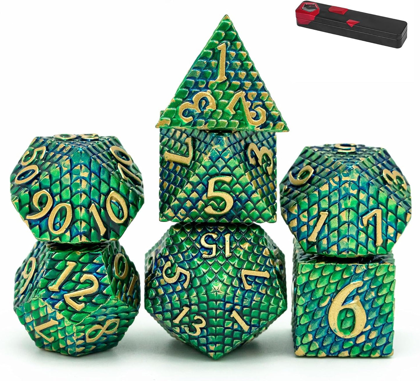 UDIXI Steampunk Metal Dice Set, 7 Die Polyhedral DND Dice Set for D&D Role Playing Game and Math Teaching (Ancient Copper)