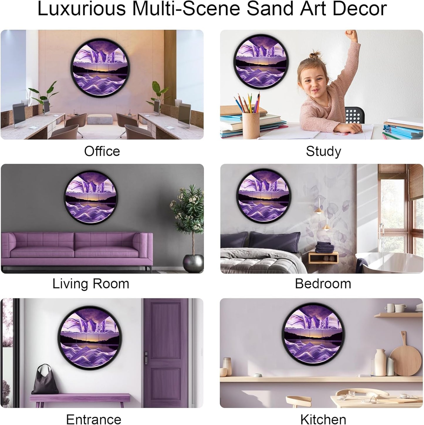 17.3" Moving Sand Art, 3D Sand Art Pictures Deep Sea Sandscape Living Room Decoration, 360° Rotate, Glass Crafts Solid Wood Frame, Relaxing Mood Home Office Work Wall Art Decor