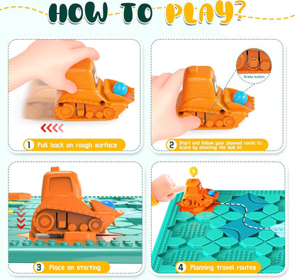 STEM Logic Road Builder Toys: Board Games Toys for 5 Year Old Kids, Montessori Brain Teaser Puzzles Educational Learning Activities Toy for Kid Ages 3 4 6-8 12 Boys Girls Gifts (Orange 32PCS)