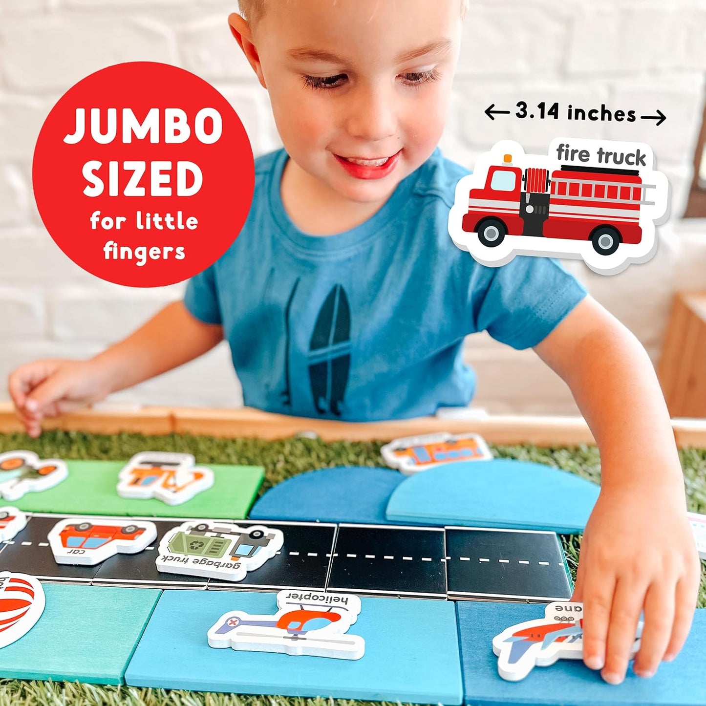 Curious Columbus Vehicles Fridge Magnets for Toddlers 1-3 Year Olds| Large Foam Refrigerator Magnets for Kids Baby and 3-5 Years Old | Magnetic ABC Learning | Educational Toys Babies to Preschool