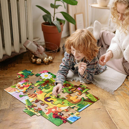 Jumbo Floor Puzzle for Kids, Large Jigsaw Puzzles 24 Piece for Kids Ages 3-5,Preschool Learning & Education Toys, Gifts for 4-8 Year Old Boys and Girls (Jungle Animals)