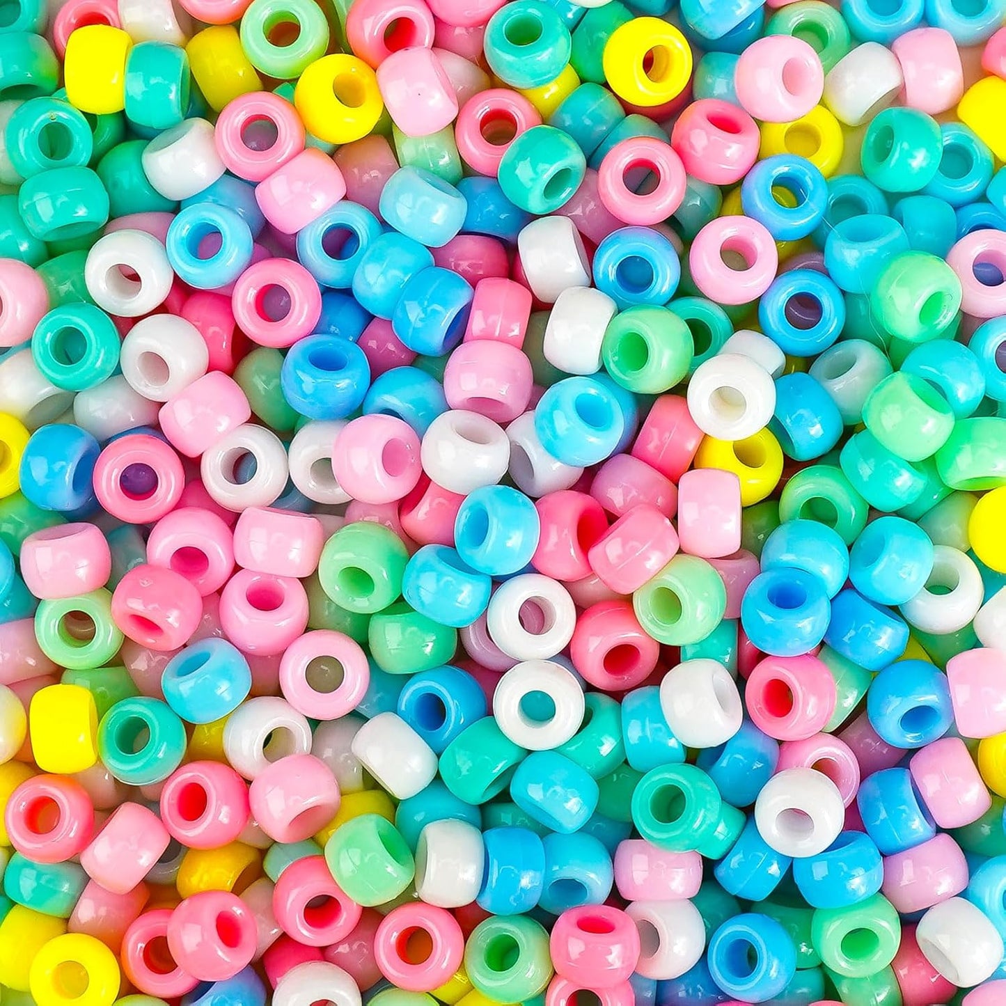 1000+pcs Glitter Pony Beads Bulk, Acrylic 9mm Large Plastic Bead for Bracelets Big Hole Hair Braids Crafts DIY Projects