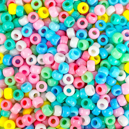 1000+pcs Glitter Pony Beads Bulk, Acrylic 9mm Large Plastic Bead for Bracelets Big Hole Hair Braids Crafts DIY Projects
