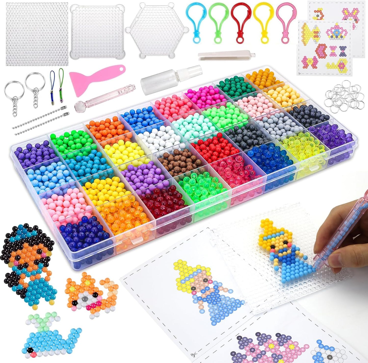 Liangding Fuse Beads Kit for Girls Ages 6+ – 4400 Pcs 5mm Beads in 32 Colors with Spray Bottle, Puzzle Guide, Clamps & Chains | Creative DIY Arts & Crafts Gift