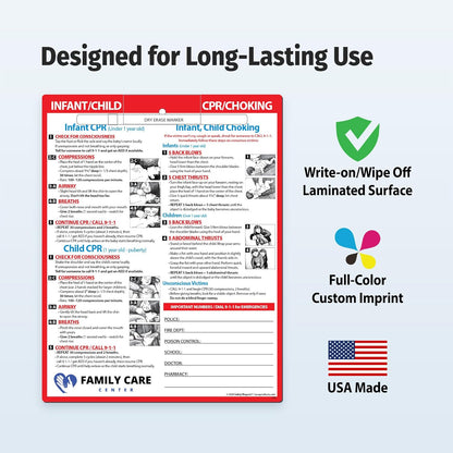 Safety Magnets by ZOCO – Infant and Child CPR & Choking Magnet – Laminated 8.5"x11" Emergency Numbers Fridge Card – First Aid Heimlich Maneuver for Parents, Caregivers, Daycare, Babysitters
