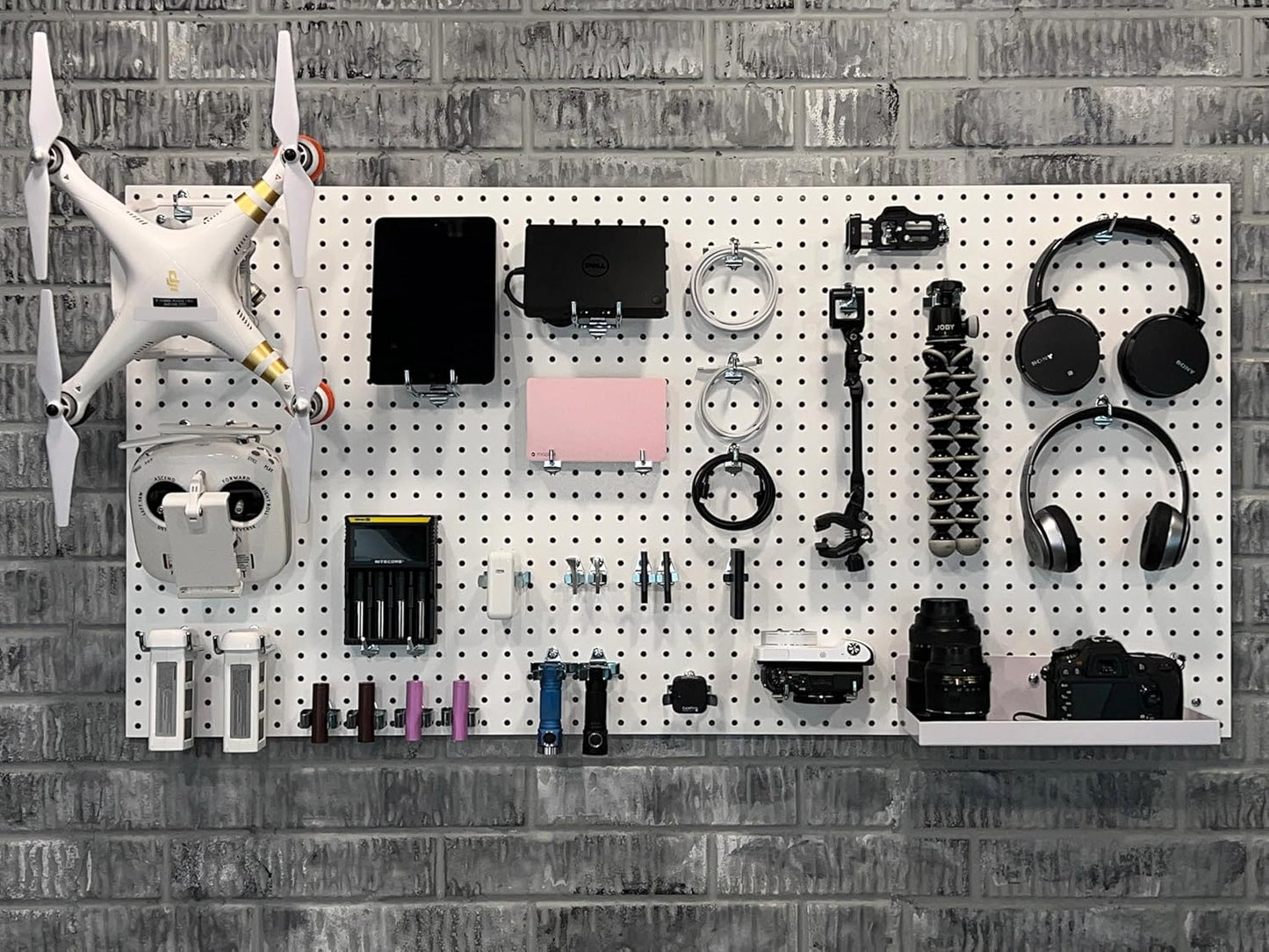 Triton Products Heavy Duty Poly Pegboards - Set of 2 DuraBoard Wall Panels, Each 22" x 18" x 1/4" with 1/4" Holes for Home, Office, Garage, Storage and Organization (White)