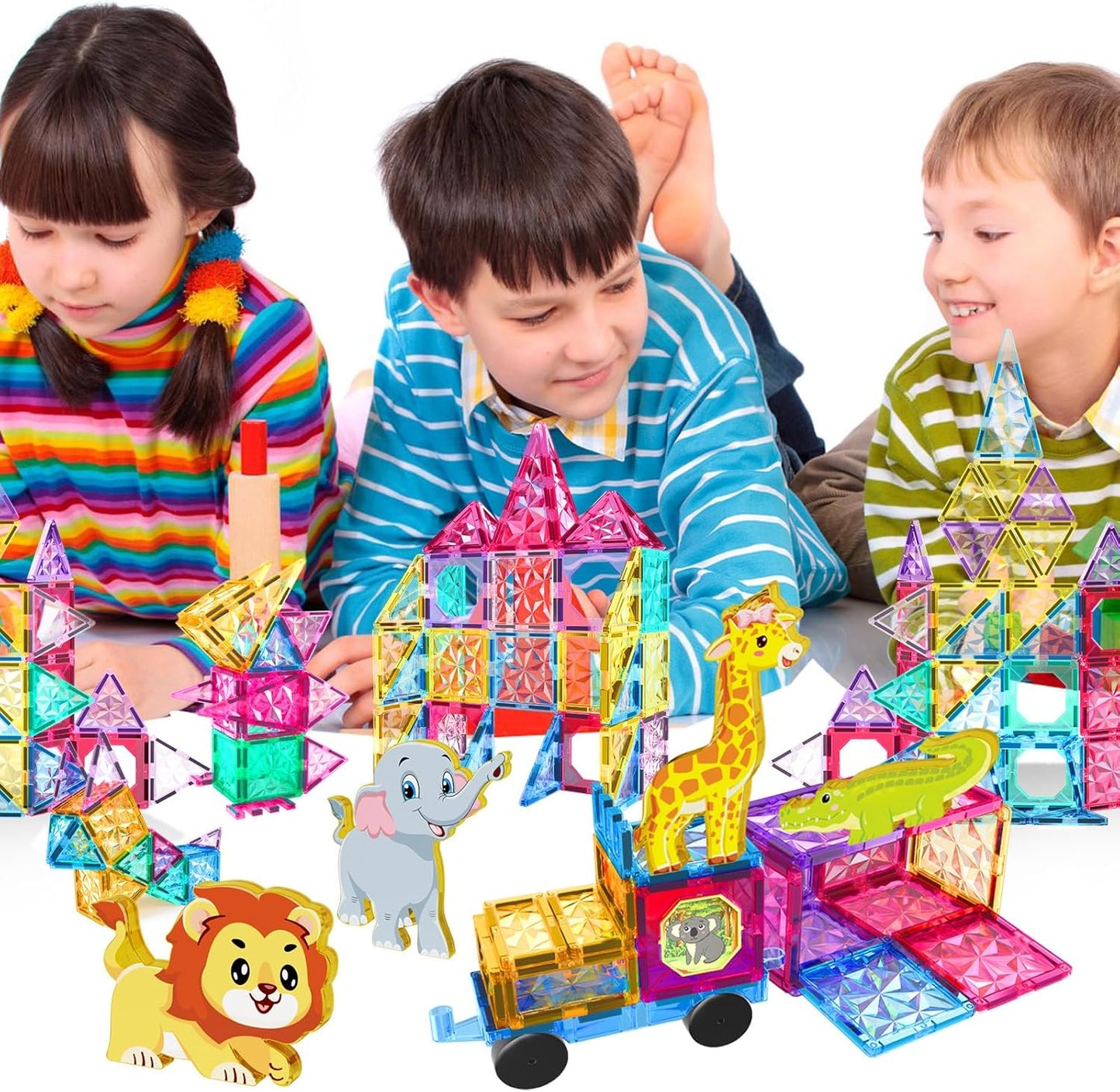 Jasonwell Magnetic Tiles Kids Magnetic Blocks 60PCS Building Sets 3D Magnet Toys Preschool Educational Construction STEM Toy Christmas Birthday Gifts for Toddlers Boys Girls 3 4 5 6 7 8 9 + Year Old