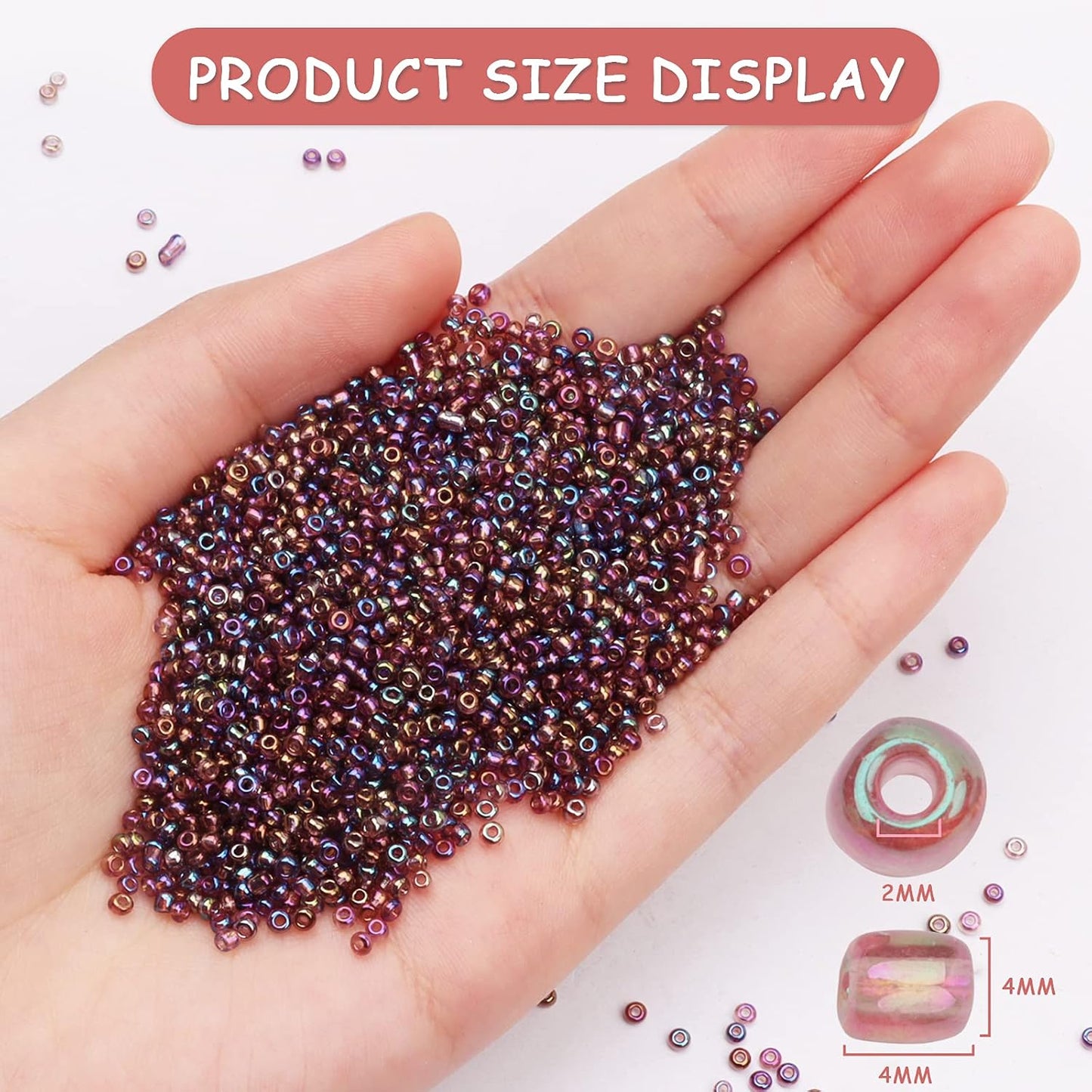 10100 Pcs Size 11/0 Glass Seed Beads, 2 mm Dark Green Small Mini Spacer Loose Pony Beads for Jewelry Making and DIY Crafts - Colors A