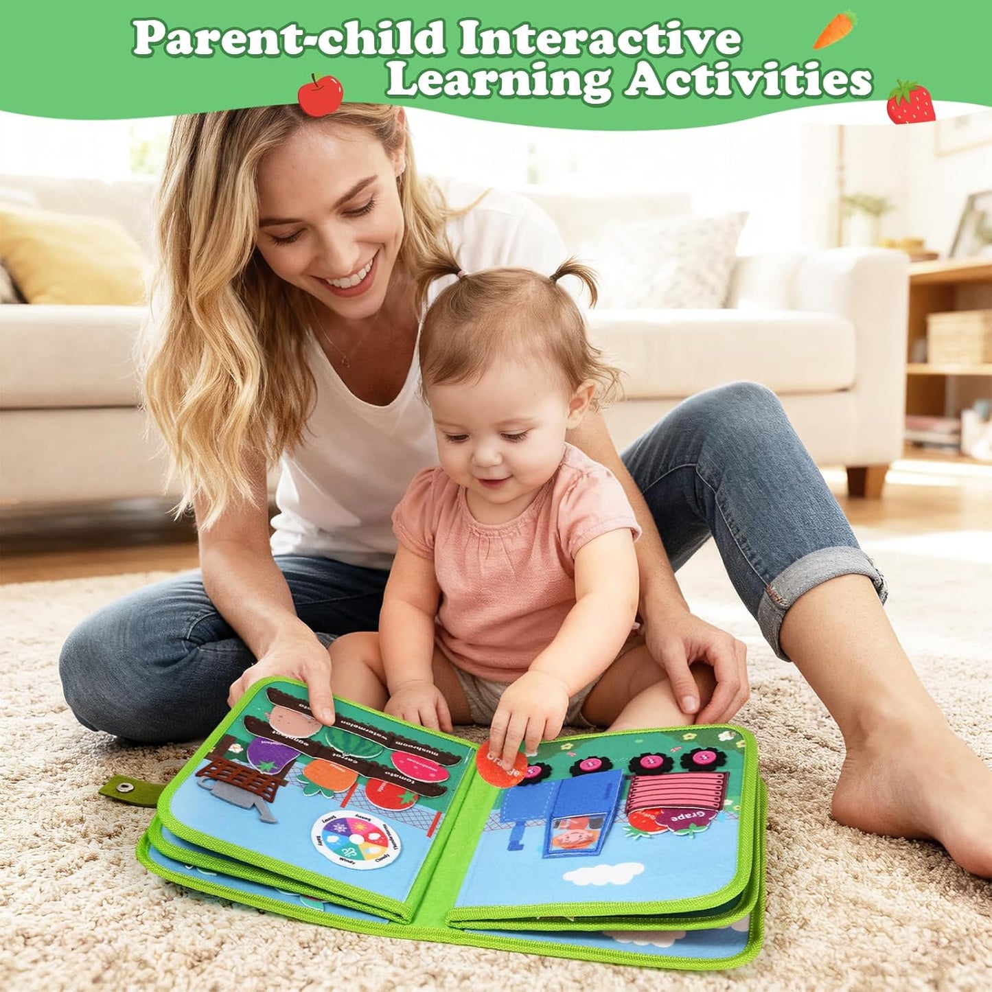 OCHIDO Busy Book for Toddlers 1-3, Montessori Toys for 1 Year Old Boy Girl, Farm Animal Busy Board Educational Learning Quiet Toddler Activity Book, Birthday for Toddlers