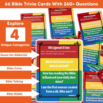 Garybank Faith Tower Bible Games for Kids, Blocks with Verse, 66 Bible Trivia Cards W/ 260+ Biblical Questions, Bible Study Supplies for Youth Group, Sunday School & Family, Christian Gifts