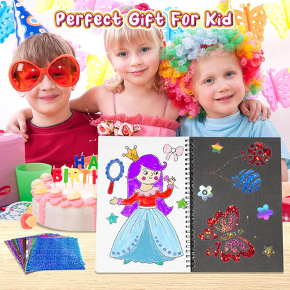 Foil Craft Bugs Butterfly DIY Art Fun Kits Set, No Mess Creative Foil Art Drawing Game for Kids, Birthday Gifts Crafts Supplies Travel Toys for Girls Boys Ages 4-9