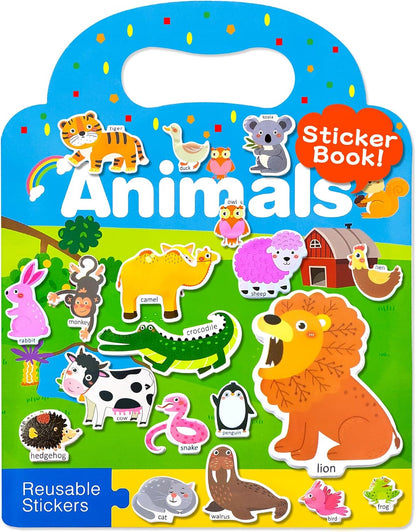 Benresive Reusable Sticker Book for Toddlers, Stickers for Kids, Travel Toys for Arts & Crafts Activities, Birthday Gift for Boys & Girls, Animals Dinosaurs Insects Themes