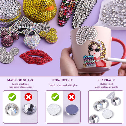 5000PCS SS6/2mm Glass Crystal Rhinestones (Clear), Bedazzling Flatback Rhinestones for Crafting DIY Crafts Nail Art Makeup Decoration, Gems Diamond Charms for Tumbler Shoes Clothing Mug