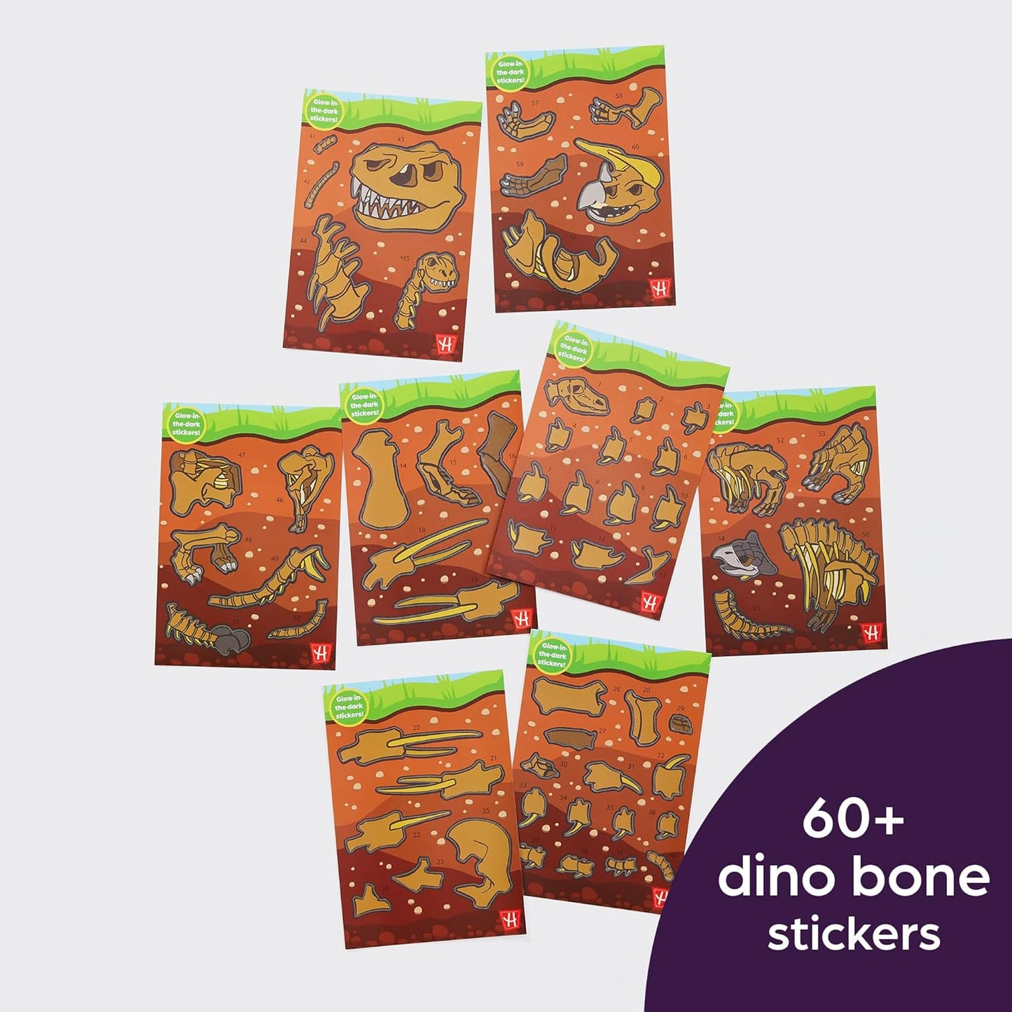 Highlights for Children Dinosaur Sticker by Number Craft Kit for Kids,Create a Jumbo Dino Museum Exhibit Poster with 60+ Glow in The Dark Stickers, Includes Reusable Sling Backpack for Storage,Ages 6+