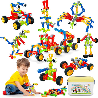 Caferria Kids Building Kit STEM Toys, 110 Pcs Educational Construction Engineering Building Blocks DIY Learning Set for Ages 3-10 Year Old Boys Girls, Best Gift for Children Creative Games Fun Play