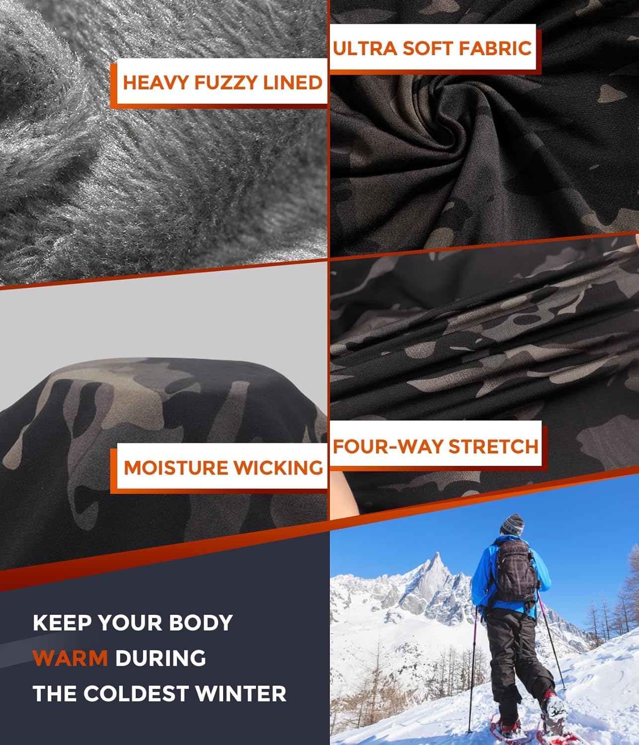 CL convallaria Thermal Underwear Long Johns Set Mens Winter Gift Hunting Gear Sport Base Layer Bottom Top - Colors B