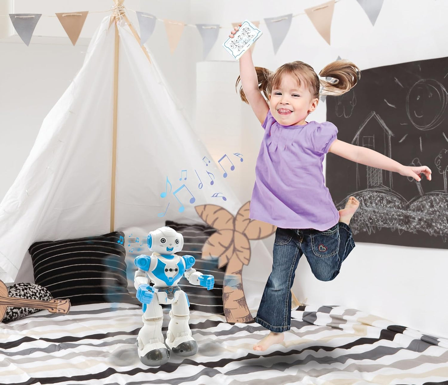 LEXiBOOK, Powerman Neo, My Robot Full of Technology, Remote Control and Gesture Control, Educational Activities in English, Programmable, Music and Dance, Sound and Light Effects, Blue/White, ROB18EN