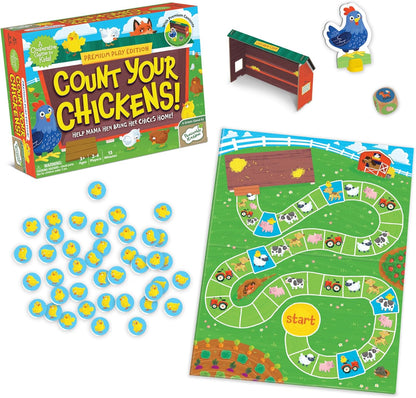 Peaceable Kingdom Count Your Chickens Award Winning Cooperative Counting Game for 2 to 4 Kids Ages 3+ - Premium Play Edition