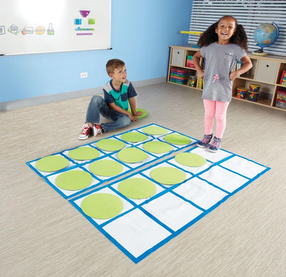 Learning Resources Ten Frame Floor Mat Activity Set, Math Manipulatives for Preschool & Kindergarten, Gross Motor Number & Place Value Games, Classroom Use, Lightweight, Multicolor
