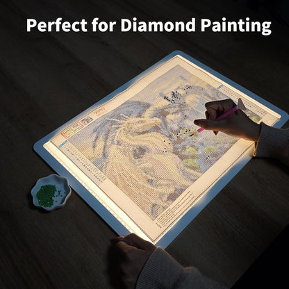 TOHETO Rechargeable A3 Light Pad for Diamond Painting, Ultra Bright Tracing Light Box for Drawing, Wireless Lightbox for Tracing and Drawing, Cordless Diamond Art Light Board for Sketching (Black)