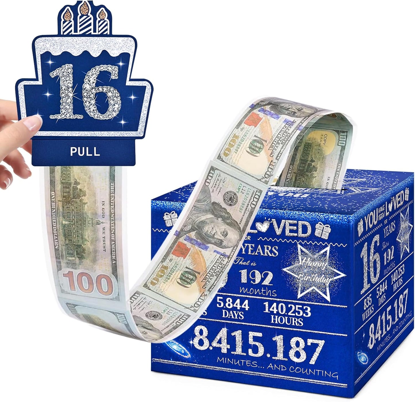 10 Happy Birthday Money Box for Cash Gift, 10th Birthday Decorations for Boys and Girls, Gifts for 10 Year Old Boy, Boy Gift Ideas, Cool Things for Teen -Blue with 100PCS Bags