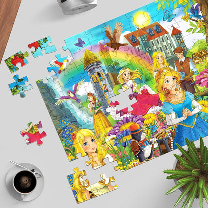 100 Pieces Puzzles Toys for Kids Ages 4-10, Knight & Princess Theme Jigsaw Puzzles, Preschool Educational Brain Teaser Puzzle for Boys and Girls 3 4 5 6 Years Old