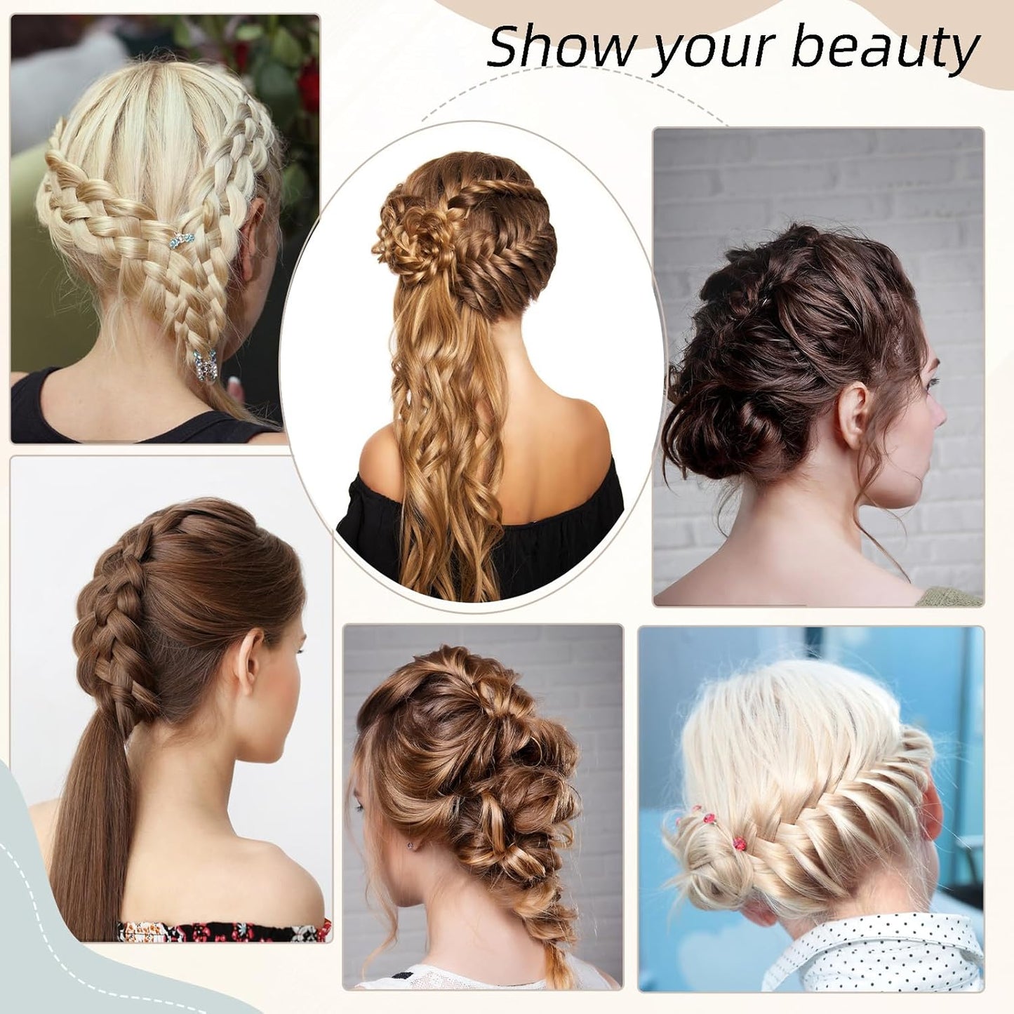 15 Pcs Quick Beader Hair Tool Set,Hair Loop Styling Tool Flexible French Threader Braids Loop Plastic Hair Pull Through Tool for Women Girls Kids(Black)