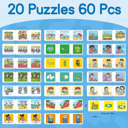 Broytain Sequencing Puzzle Cards,Sequence Game for Kids,Toddler Puzzle,Speech Therapy Toy,Autism Learning Materials,Storytelling,Social Skill,Sentence Building,Learning Activities for 3 4 5 6 Year Old