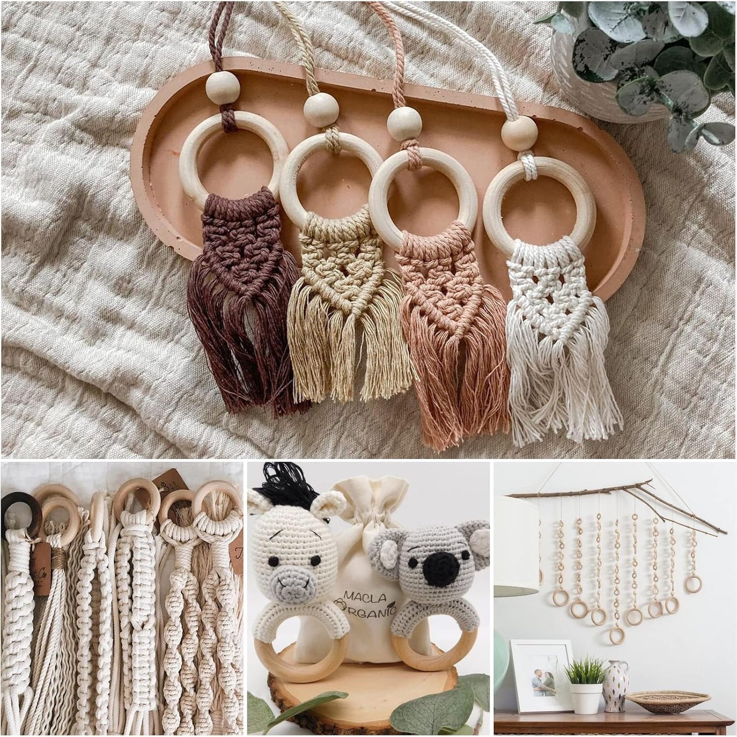 APACALI 20PCS Wood Rings for Crafts 4 Inch Large Natural Unfinished Wooden Ring 96mm Smooth Solid Smooth Wood Macrame Rings for DIY Crochet Wood Hoops Connectors Jewelry Making