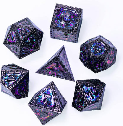 UDIXI Steampunk Metal Dice Set, 7 Die Polyhedral DND Dice Set for D&D Role Playing Game and Math Teaching (Ancient Copper)