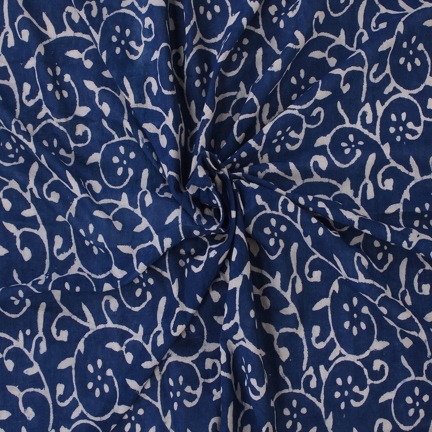 Trade Star Floral Print Fabric for Crafting 3 Yard Indigo Fabric 100% Cotton Fabric by the Yard Indian Hand Block Printed for Dressmaking Beautiful Textile for Women Width 44 Inches (Pattern 8)