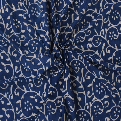 Trade Star Floral Print Fabric for Crafting 3 Yard Indigo Fabric 100% Cotton Fabric by the Yard Indian Hand Block Printed for Dressmaking Beautiful Textile for Women Width 44 Inches (Pattern 8)