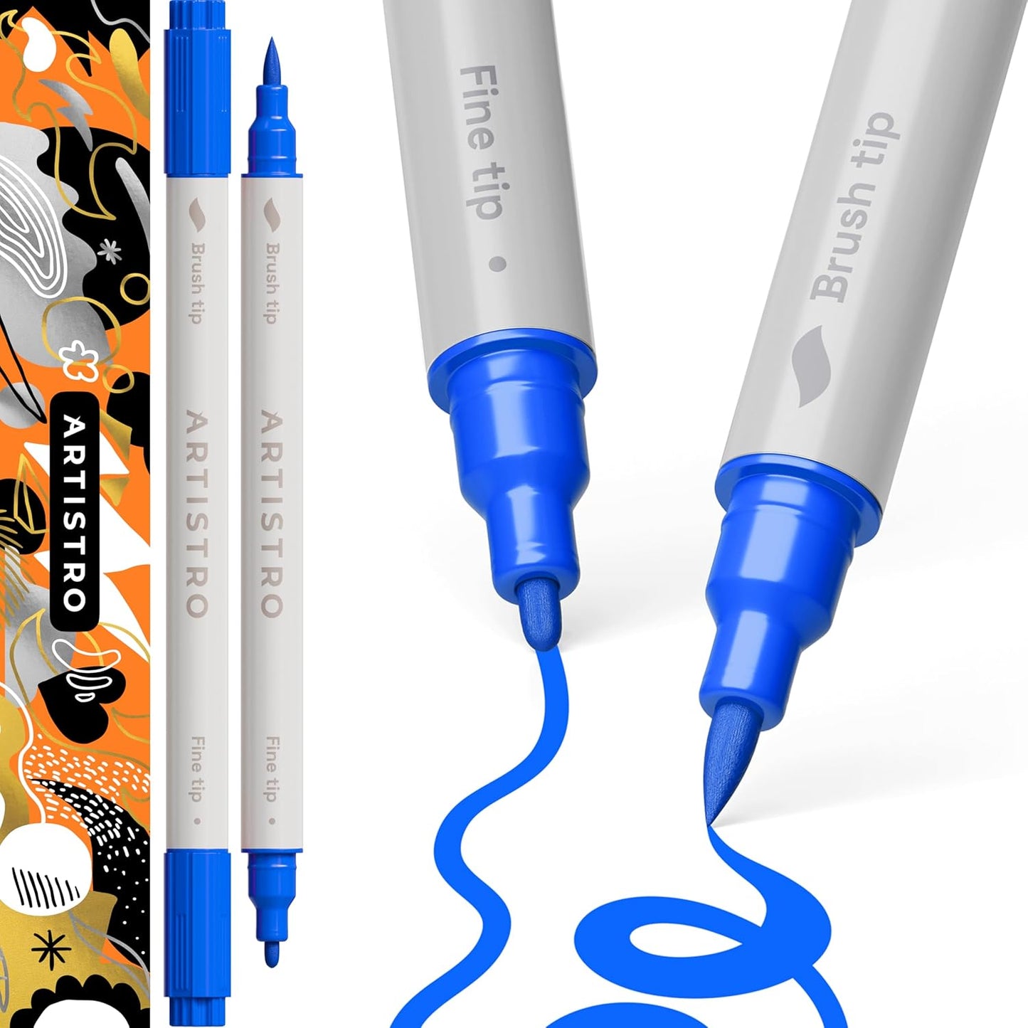ARTISTRO 2 Gold & Silver Dual-Tip Acrylic Paint Pens - Multisurface Markers for Glass, Rock, Fabric, Wood, Plastic & More - 5mm Dot + 1mm Fine Tips
