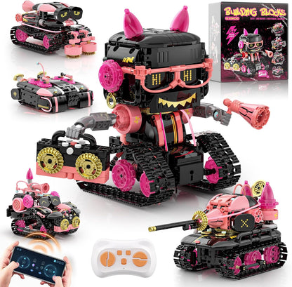 5in1 Robot Building Kits for Kids 6-12, APP & Remote Control STEM Robot Building Toys for Kids Science Learning, Technic Coding Tank Truck Stem Building Sets, Erector Set for Boys Girls Xmas Gifts