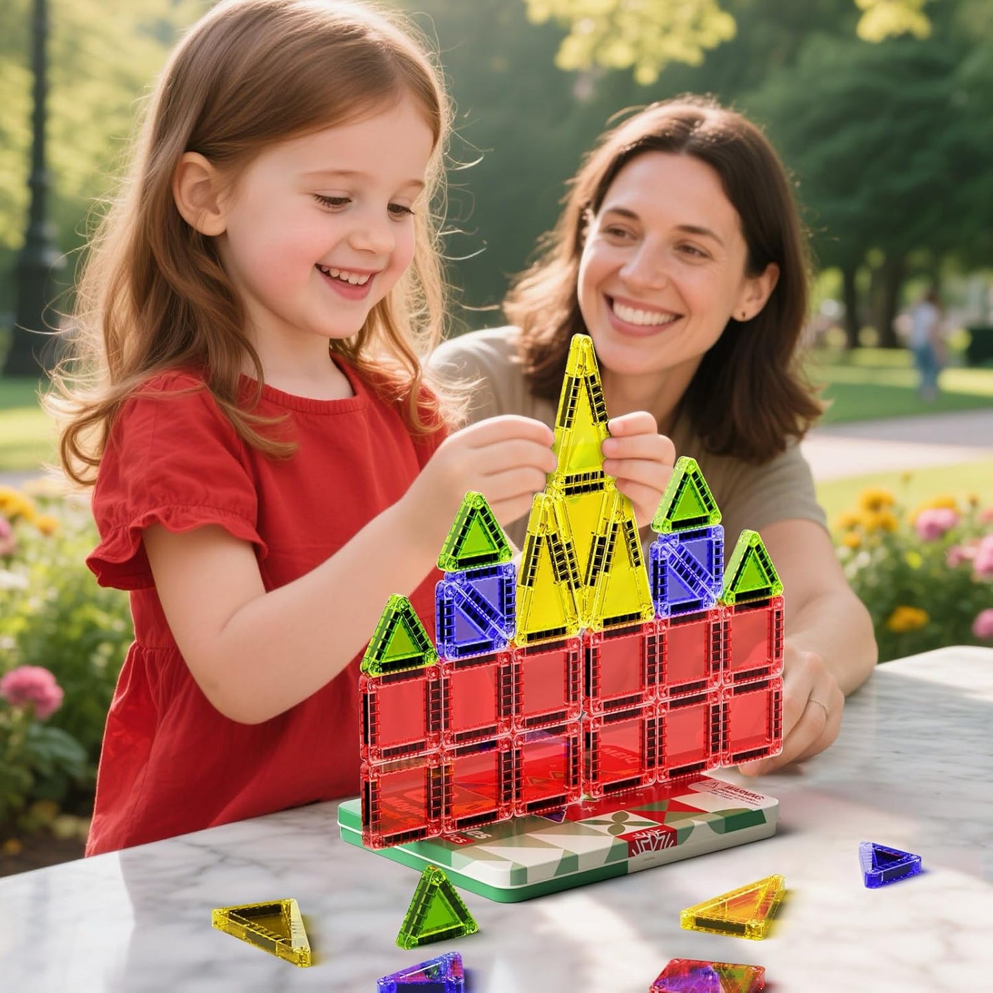 42PCS Mini Magnetic Tiles Travel Set with Iron Storage Box - Portable STEM Building Blocks for Kids 3-8, Montessori Educational Magnet Toys for Airplane, Car Rides & On-The-Go Play