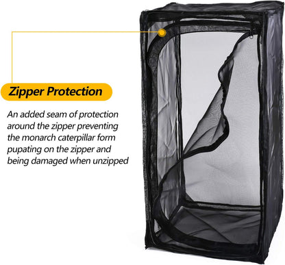 30" Heavy Duty Monarch Butterfly Habitat, Outdoor Collapsible Insect Mesh Cage Terrarium Pop-up with Zipper Protection and Unzip Bottom